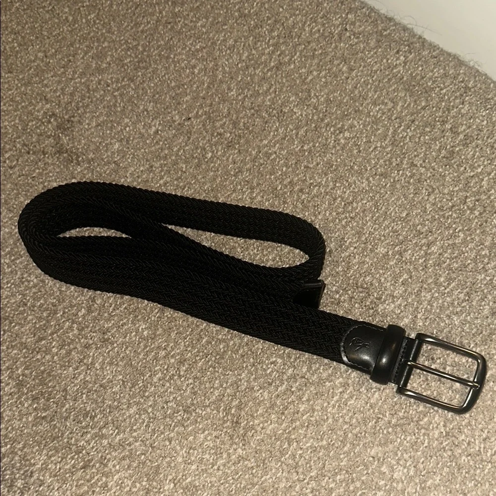 Penguin men’s Black belt Woven Texture and leather stretchy NWOT
